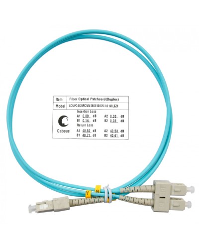 Шнур оптический duplex SC-SC 50/125 MM OM3 1 м LSZH Cabeus FOP-50-SC-SC-1M в Рыбинске Патч-корды оптические Pintop.ru