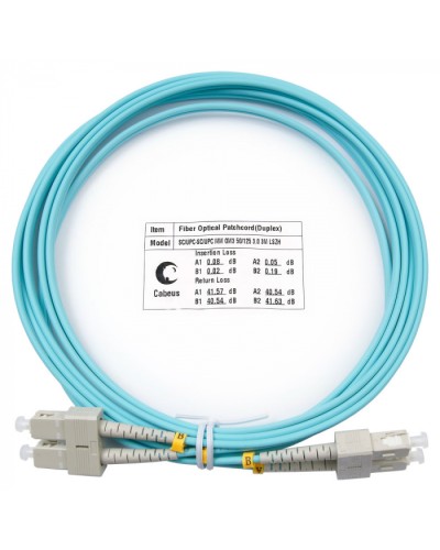 Шнур оптический duplex SC-SC 50/125 mm OM3 3м LSZH Cabeus FOP-50-SC-SC-3m в Рыбинске Патч-корды и пигтейлы Pintop.ru