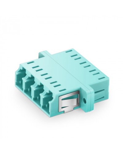 Оптический адаптер OM3, квадро LC, с фланцами, бирюзовый Eurolan (36A-30-4L-02AQ) в Рыбинске Проходные адаптеры и розетки оптические Pintop.ru