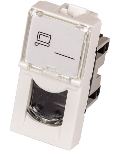 Вставка Mosaic 22.5x45, RJ-45 UTP, белая LANMASTER (LAN-SIP-22U5E-WH) в Рыбинске Коннекторы и разъемы Pintop.ru