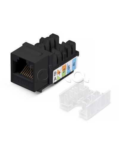 Вставка Keystone Jack RJ-45, категория 6, заделка тип 110, черная, со стяжкой Cabeus KJ-RJ45-Cat.6-90-SW-BK в Рыбинске Модули Keystone Pintop.ru