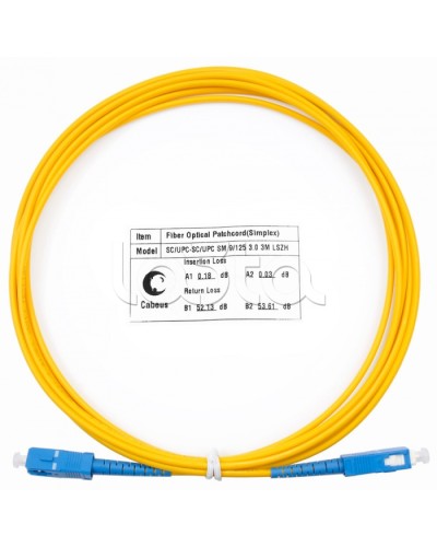 Патч-корд волоконно-оптический (шнур) SM 9/125 simplex SC-SC LSZH (3м) Cabeus FOP(s)-9-SC-SC-3m в Рыбинске Патч-корды оптические Pintop.ru