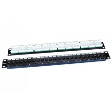 Патч-панель 19", 1U, 24 порта RJ-45, категория 5e, Dual IDC, ROHS, цвет черный Hyperline PP3-19-24-8P8C-C5E-110D