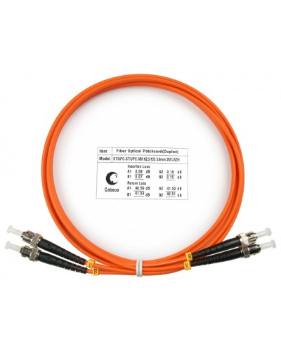 Шнур оптический duplex ST-ST 62,5/125 mm 2м LSZH Cabeus FOP-62-ST-ST-2m в Рыбинске Патч-корды оптические Pintop.ru