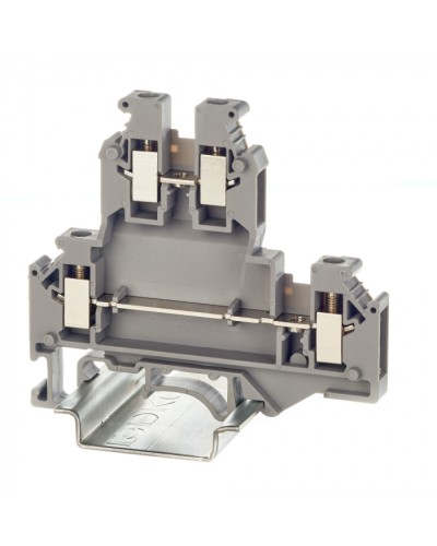 Клемма двухуровневая, винтовой зажим, 4 точки подключения, 4 кв.мм, серая DKC (KRUKB-5) в Рыбинске Клеммные колодки Pintop.ru