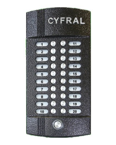 Блок вызова аудиодомофона на 20 абонентов Цифрал M-20M/T в Рыбинске Блоки вызова многоабонентные Pintop.ru