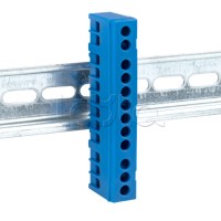 Шина "0" N (6х9мм) 12 отверстий латунь синий изолированный корпус на DIN-рейку EKF PROxima (sn0-63-12-ib)