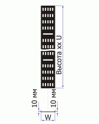 Лоток вертикальный кабельный для шкафов 18U, шириной 200 мм, черный TWT TWT-CB-CTR-18U-2 в Рыбинске Кабельные лотки Pintop.ru