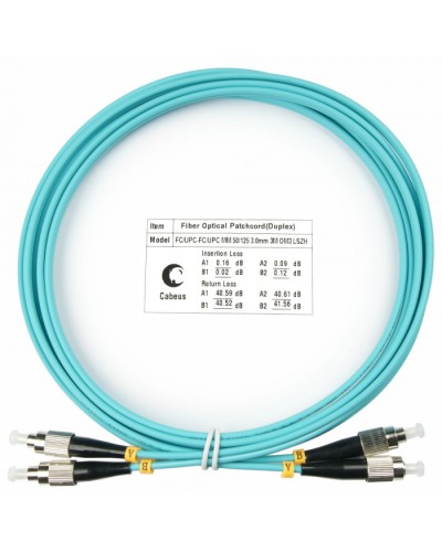 Шнур оптический duplex FC-FC 50/125 mm OM3 3м LSZH Cabeus FOP-50-FC-FC-3m в Рыбинске Патч-корды и пигтейлы Pintop.ru