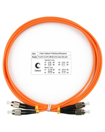 Шнур оптический duplex FC-FC 62,5/125 mm 2м LSZH Cabeus FOP-62-FC-FC-2m в Рыбинске Патч-корды оптические Pintop.ru