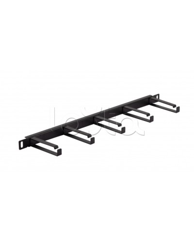 Органайзер горизонтальный 19 0.5U, 5 колец (Черный) Cabeus (JB08-0,5U-BK) в Рыбинске Кабельные органайзеры Pintop.ru