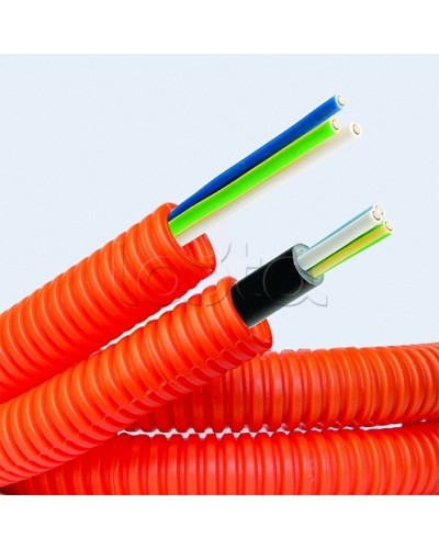 Электротруба ПНД гибкая гофр. д.16мм, цвет оранжевый, с кабелем ВВГнг(А)-LS 3х1,5мм² РЭК ГОСТ+, 50м DKC 7L91650 в Рыбинске Труба гофрированная Pintop.ru
