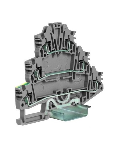 Зажим трех-уровневый c заземлением на нижнем уровне 2,5 кв.мм, серый DKC ZHL500GR в Рыбинске Держатели, клипсы, скобы Pintop.ru