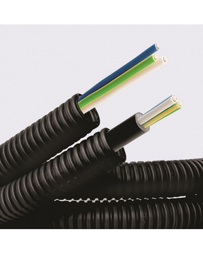 Электротруба ПНД гибкая гофр. д.16мм, цвет черный, с кабелем ВВГнг(А)-LS 3х1,5мм² РЭК ГОСТ+, 100м DKC 7L716100 в Рыбинске Труба гофрированная Pintop.ru