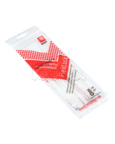 Хомут P6.6 стандартный (б), 2.5x100 (100шт) FlexLock PROxima EKF (plc-fl-ctsw-2.5x100) в Рыбинске Стяжки-хомуты Pintop.ru