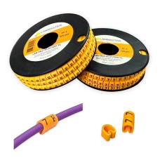 Клипса маркировочная на кабель диаметром 3.6–7.4 мм, символ "E", 500 шт., желтая LANMASTER LAN-MCC-EC2E/500-YL