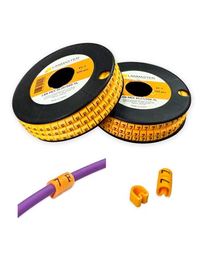 Клипса маркировочная на кабель диаметром 3.6–7.4 мм, символ 6, 500 шт., желтая LANMASTER LAN-MCC-EC26/500-YL в Рыбинске Аксессуары для стоек и шкафов Pintop.ru