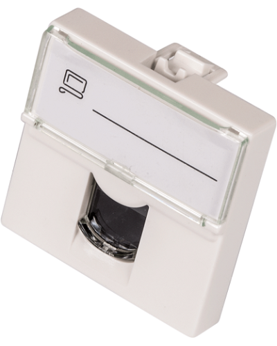 Вставка Mosaic 45x45, RJ-45 UTP, кат.6, со шторкой и увеличенным окном маркировки, белая LANMASTER LAN-SIP-23U6-WH в Рыбинске Аксессуары для кабель-канала Pintop.ru
