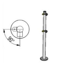 Стойка ограждения L-образная под поворотные створку и секцию 2 полупетли с крепежом, 2 муфты с крепежом справа Oxgard Стойка ограждения с 2-мя полупетлями L-образная права (ВЗР 1996.09.01)