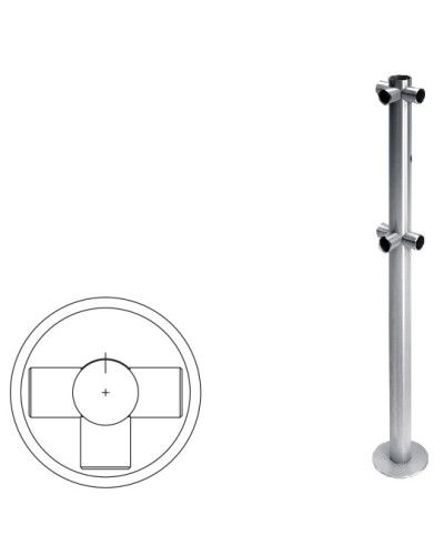 Стойка ограждения Т-образная с отверстием под фиксатор (антик серебро) Oxgard в Рыбинске Ограждения Pintop.ru
