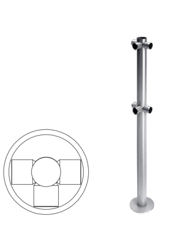 Стойка огражденияT-образная трехсторонняя Oxgard Стойка ограждения T-образная (ВЗР 1996.04) в Рыбинске Ограждения Pintop.ru