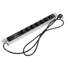 Блок розеток 1U, 7 розеток Schuko Rem R-16-7S-FI-440-3