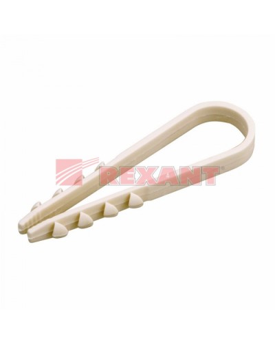 Дюбель-хомут 19-25, белый (100шт/уп) REXANT 07-4503 в Рыбинске Стяжки-хомуты Pintop.ru