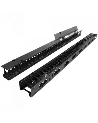 Вертикальные органайзеры с пласт пальцами, глубина 112 мм, 47U, черные TWT (TWT-CBB-DVO-47U/S) в Рыбинске Кабельные органайзеры Pintop.ru