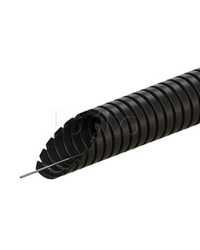 Труба ПВХ гофрир. легкая, с зондом диам 32мм (1шт = 25м), цвет чёрный Экопласт (10132-25BL) в Рыбинске Труба гофрированная Pintop.ru