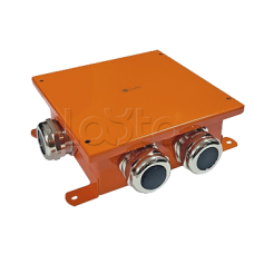 SMB120 Коробка металлическая, огн. E-110,о/п 120х120х60, 4 метал. гермоввода, IP66, 12P, (1,5-6 мм2), цвет оранж. Экопласт (56274)