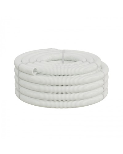 Труба ПП-FR гофрир. легкая, с зондом, без галогена, ПЛЛ 50мм Экопласт (60150HFR-W) - Труба ПП-FR гофрир. легкая, с зондом, без галогена, ПЛЛ диам.50мм ПВ-0 (15м) цвет белый 1 палл.=630м Экопласт в Рыбинске Труба гофрированная Pintop.ru