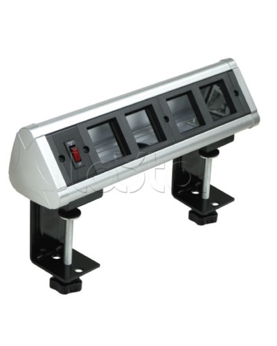 Блок настольный с выключателем нагрузки на 4 модуля (45х45мм) на струбцинах (алюминий) Экопласт 70314 в Рыбинске Аксессуары для кабель-канала Pintop.ru