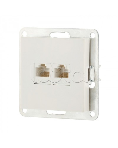 Розетка компьютерная двойная 2хRJ-45 кат.5е с накладкой (белый) LK80 Экопласт (846204-1) в Рыбинске Розетки компьютерные и телефонные Pintop.ru