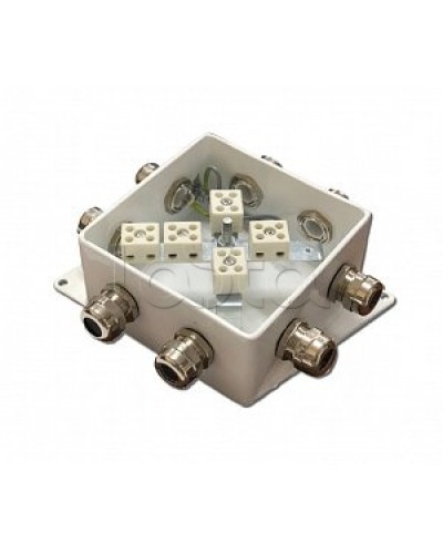 Коробка монтажная огнестойкая Гефест КМ-О (10к*6,0)-IP66-120х120, шесть вводов в Рыбинске Распределительные коробки Pintop.ru