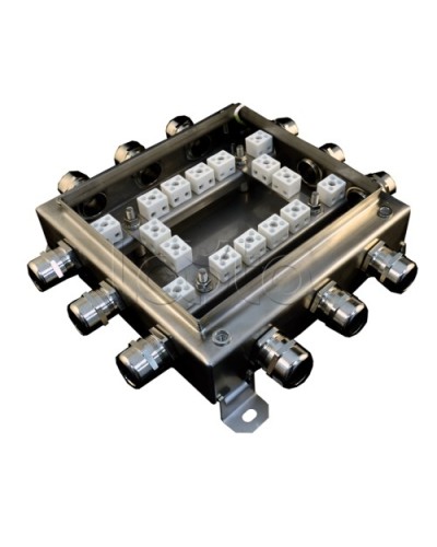 Коробка монтажная огнестойкая Гефест КМ-О (32к*10,0)-IP66 2020нерж, 12 вводов 200х200х60 в Рыбинске Распределительные коробки Pintop.ru