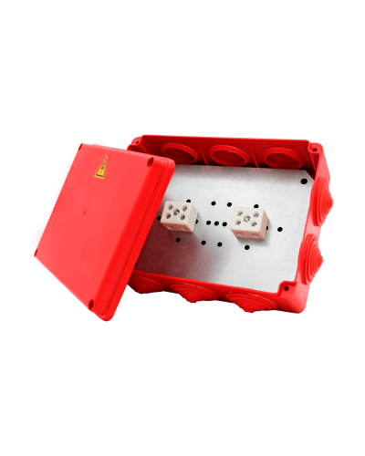 Коробка распределительная огнестойкая КРОПС-П4, IP54, габаритные размеры 150х110х70 мм, для кабелей сечением до 25 мм2, 4 клеммы КМ-Профиль (FRJB-KM-P4-25-04-КРОПС-IP54) в Рыбинске Распределительные коробки Pintop.ru