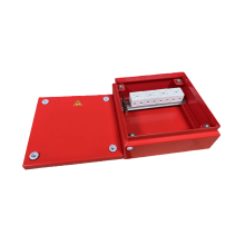 Коробка распределительная огнестойкая КРОПС, IP55, габаритные размеры 150х150х80 мм, для кабелей сечением до 25 мм2, 4 клеммы КМ-Профиль (FRJB-KM-ST5-25-04-КРОПС-IP55)