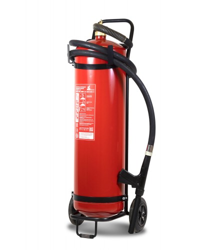 Огнетушитель ПОЖТЕХНИКА ОП-50(з) МИГ Е (10А, 233В-3, С, Е) на тележке с перекр.стволом в Рыбинске Огнетушители Pintop.ru