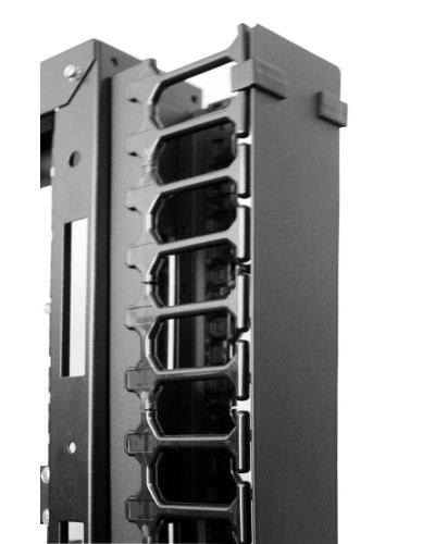 Вертикальный кабельный органайзер с пласт. пальцами для шкафов ШТК-СП-42.6.x, 2 компл ЦМО (ВКО-П-20/42U-9005) в Рыбинске Кабельные органайзеры Pintop.ru