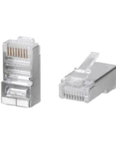 Разъем RJ-45(8P8C) под витую пару, категория 5e (50 µ/ 50 микродюймов), универсальный (для одножильного и многожильного кабеля) экранированный (100 шт) в Рыбинске Коннекторы и разъемы Pintop.ru