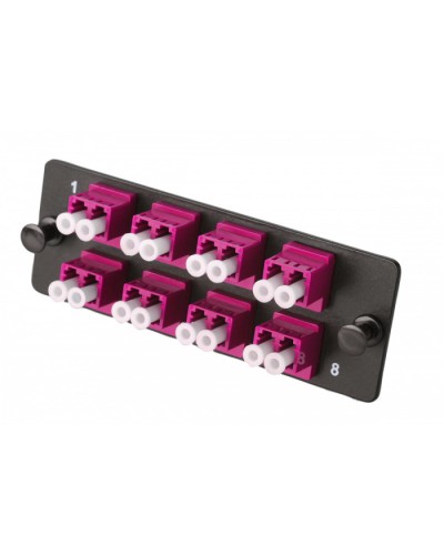 Комплект планка Q-SLOT с 8 адаптерами дуплекс LC OM4, монтажные шнуры, КДЗС Eurolan (38M-40-2L-08BL) в Рыбинске Кроссы оптические Pintop.ru