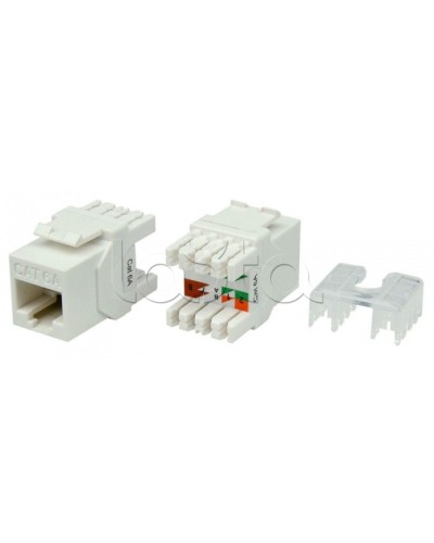 Вставка Keystone Jack RJ-45(8P8C) Hyperline KJ8-8P8C-C6A-180-WH в Рыбинске Модули Keystone Pintop.ru