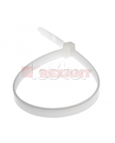 Хомут-стяжка нейлоновый 8х400 мм белый (100шт/уп) REXANT 07-0400-8 в Рыбинске Стяжки-хомуты Pintop.ru