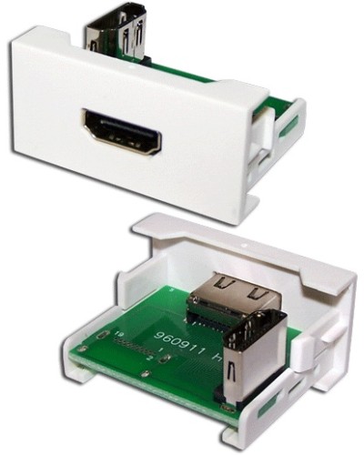 Вставка Mosaic 22.5x45 с адаптером HDMI 90 градусов, мама, белая LANMASTER (LAN-WA-LP-HD90F-WH) в Рыбинске Коннекторы и разъемы Pintop.ru