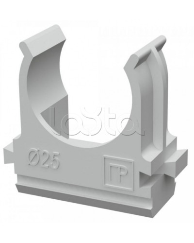 Крепеж-клипса для труб АБС-пластик в п/э д25 (100шт/1000шт уп/кор) Промрукав (PR.02625) в Рыбинске Держатели, клипсы, скобы Pintop.ru