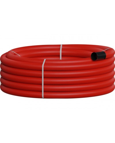 NR063 Двустенная труб.а ПНД гибкая, тип 450, SN18, с зондом, D63мм (20м) цвет красный Экопласт 801063-20 в Рыбинске Гладкая труба Pintop.ru