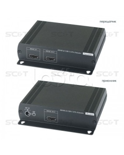Удлинитель HDMI KVM (комплект приёмник + передатчик) по Ethernet до 120м (CAT5e) SC&T HKM01E в Рыбинске Видеоусилители, Модуляторы, Делители Pintop.ru