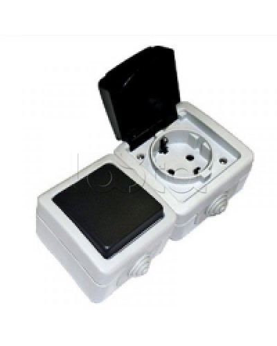 Экопласт EF602G Розетка двойная с з/к. 16A (сер.) в Рыбинске Розетки компьютерные и телефонные Pintop.ru