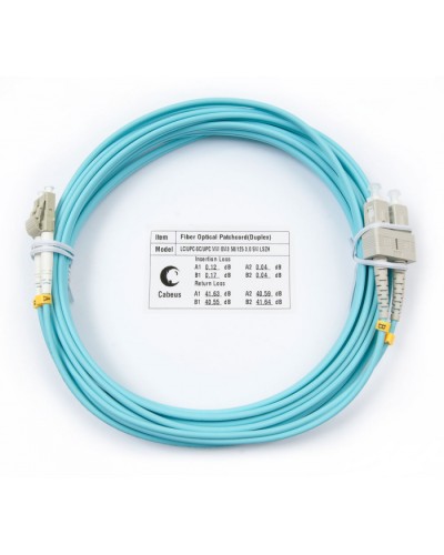 Шнур оптический duplex LC-SC 50/125 mm OM3 5м LSZH Cabeus FOP-50-LC-SC-5m в Рыбинске Патч-корды и пигтейлы Pintop.ru