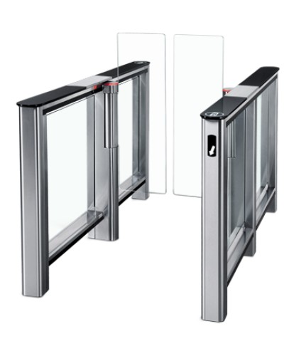 Турникет PERCo-ST-01 с крышками из закал. стекла с центральной вставкой из нерж. стали со створками Створки шириной 300 в Рыбинске Турникеты Pintop.ru